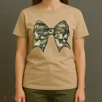 Cute Camo Coquette Ribbon Bow T-Shirt thumb 4