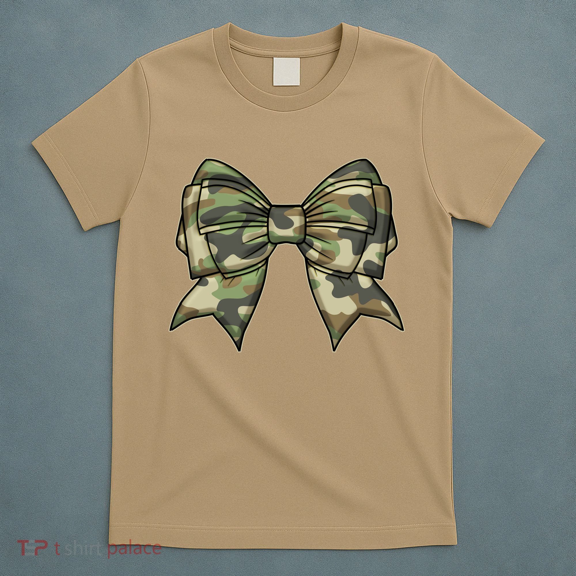 Cute Camo Coquette Ribbon Bow T-Shirt