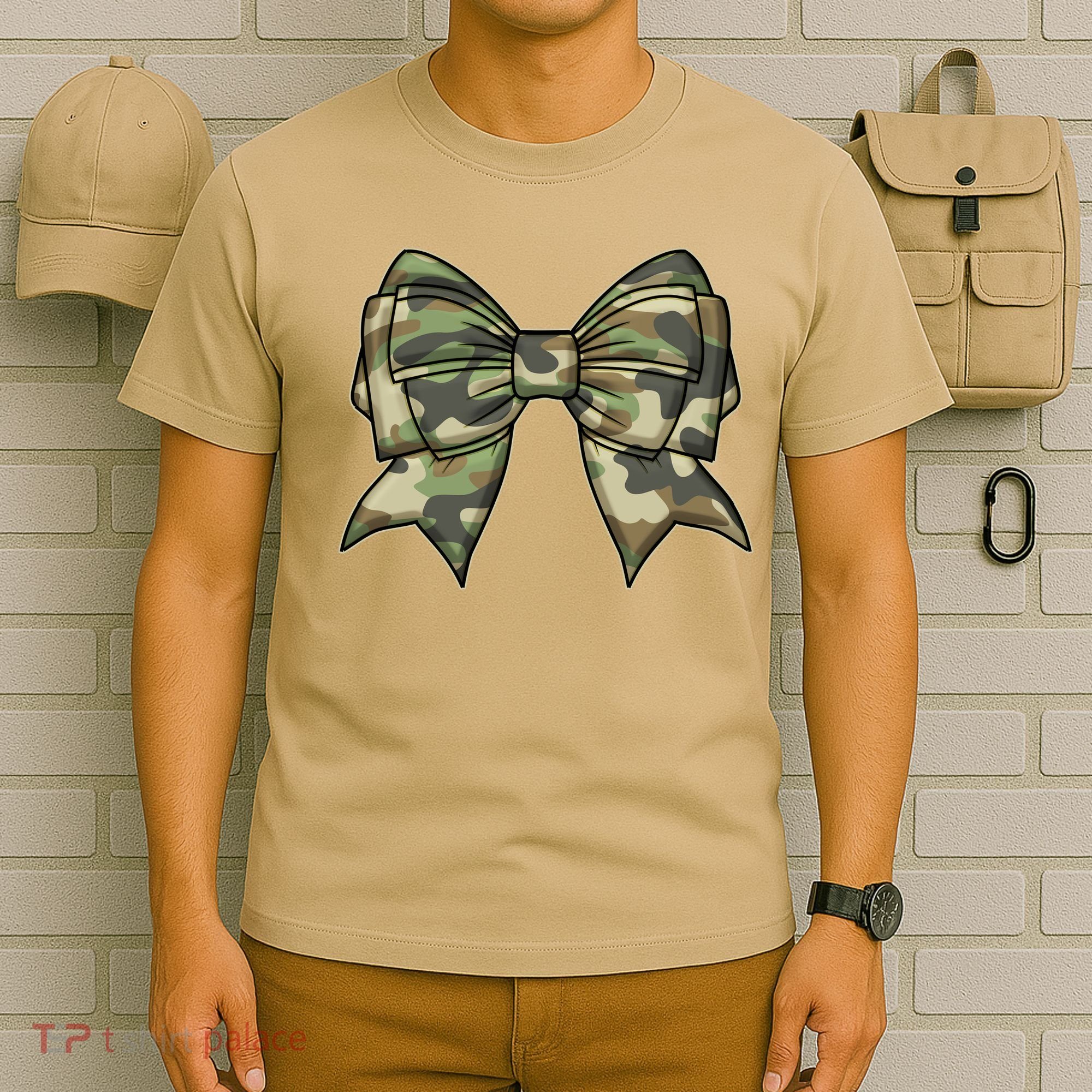 Cute Camo Coquette Ribbon Bow T-Shirt