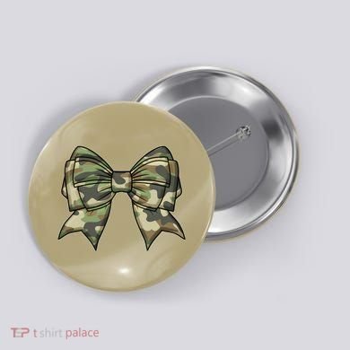 Cute Camo Coquette Ribbon Bow Button
