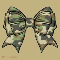 Cute Camo Coquette Ribbon Bow Button thumb 1