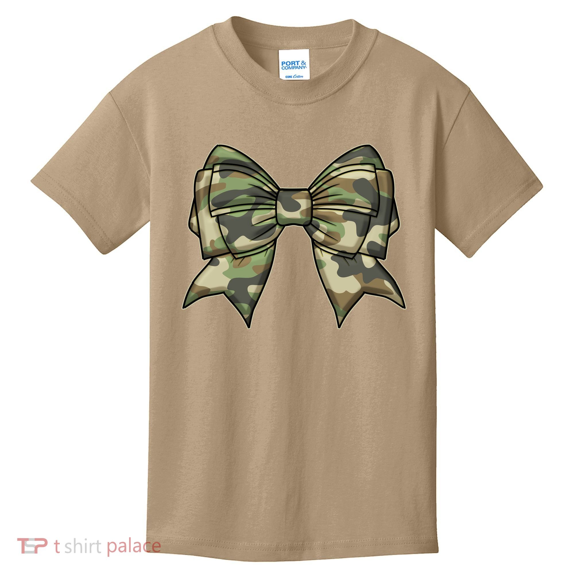 Cute Camo Coquette Ribbon Bow Kids T-Shirt