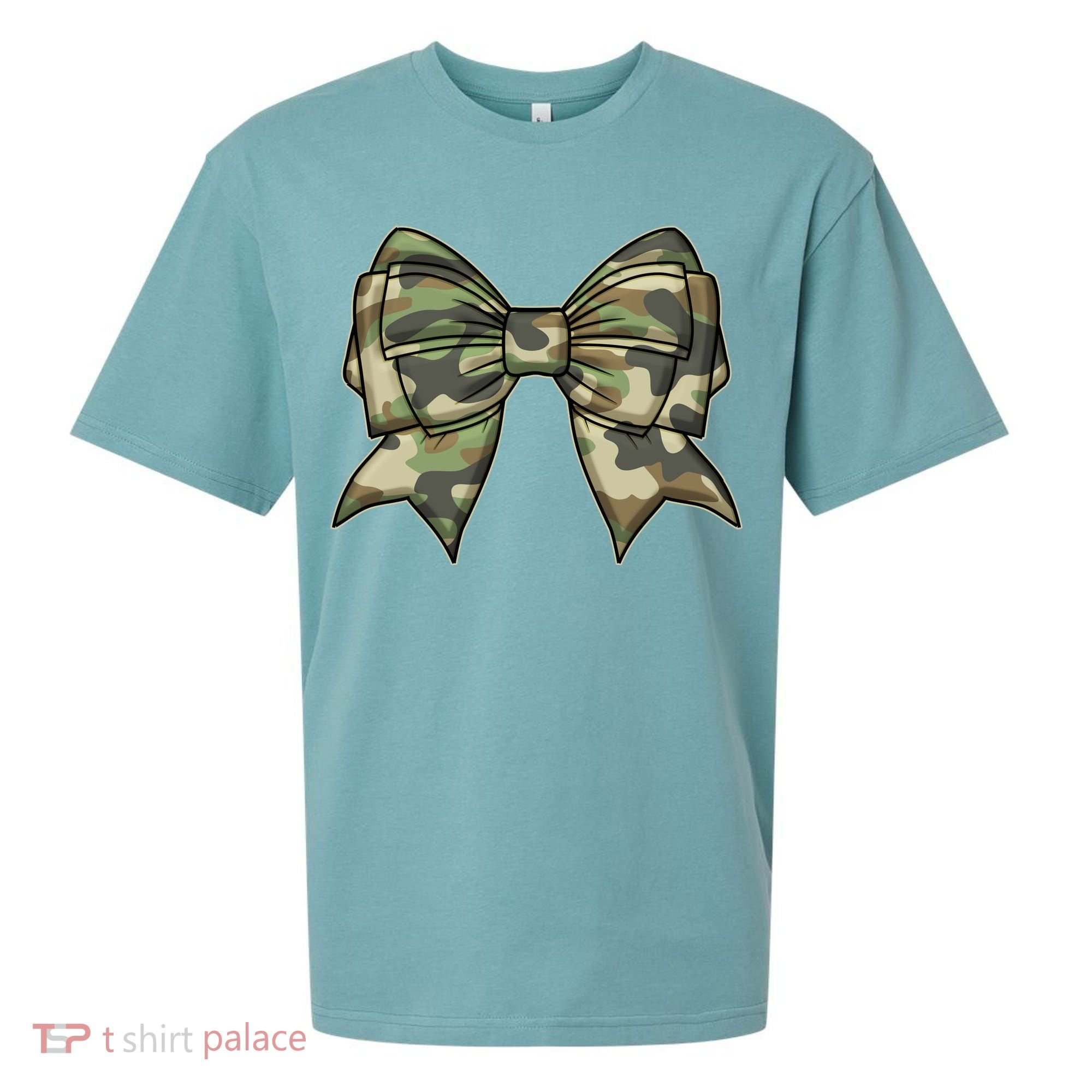 Cute Camo Coquette Ribbon Bow Sueded Cloud Jersey T-Shirt