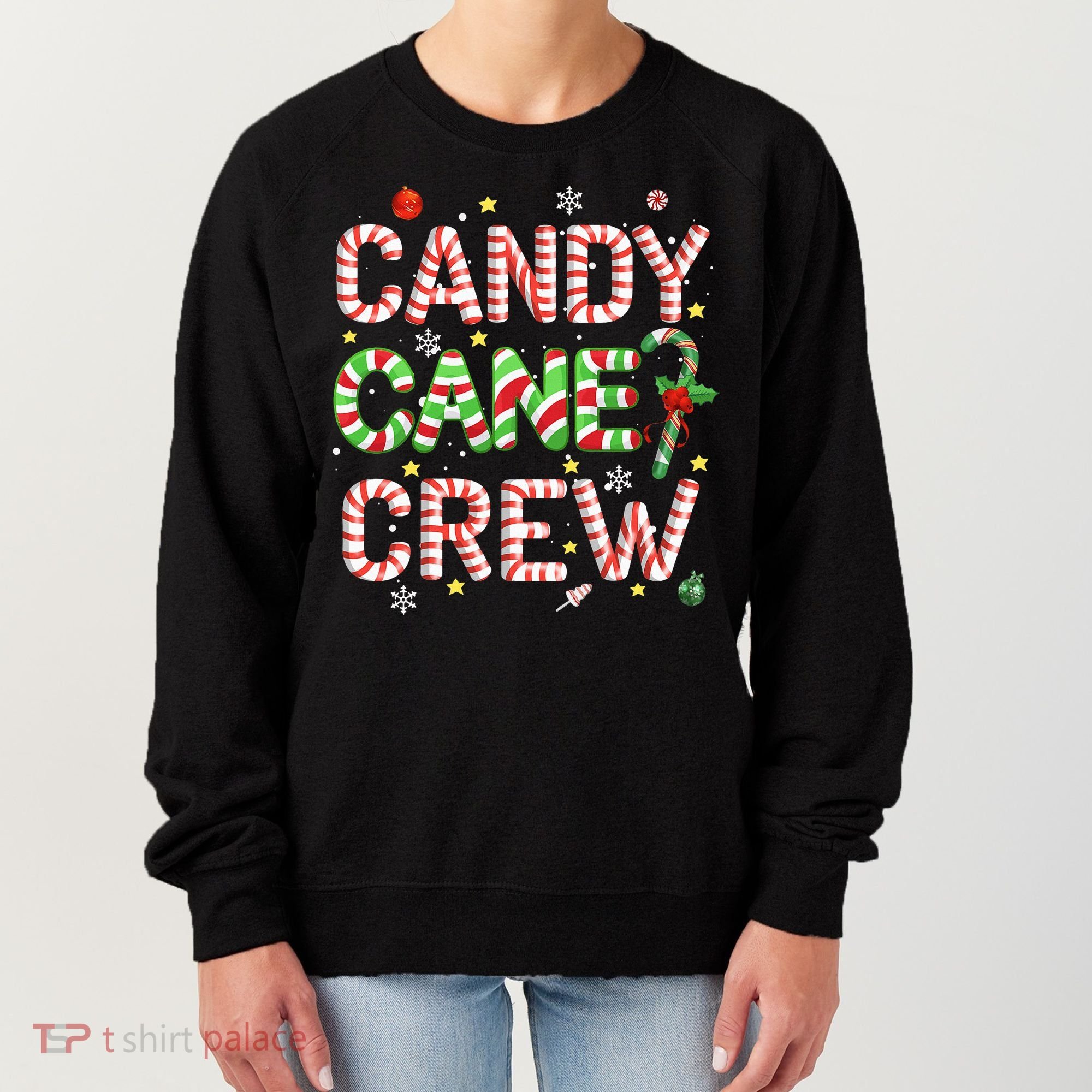 Candy Cane Crew Funny Christmas Candy Lover Xmas Pajamas  Women's Sweatshirt