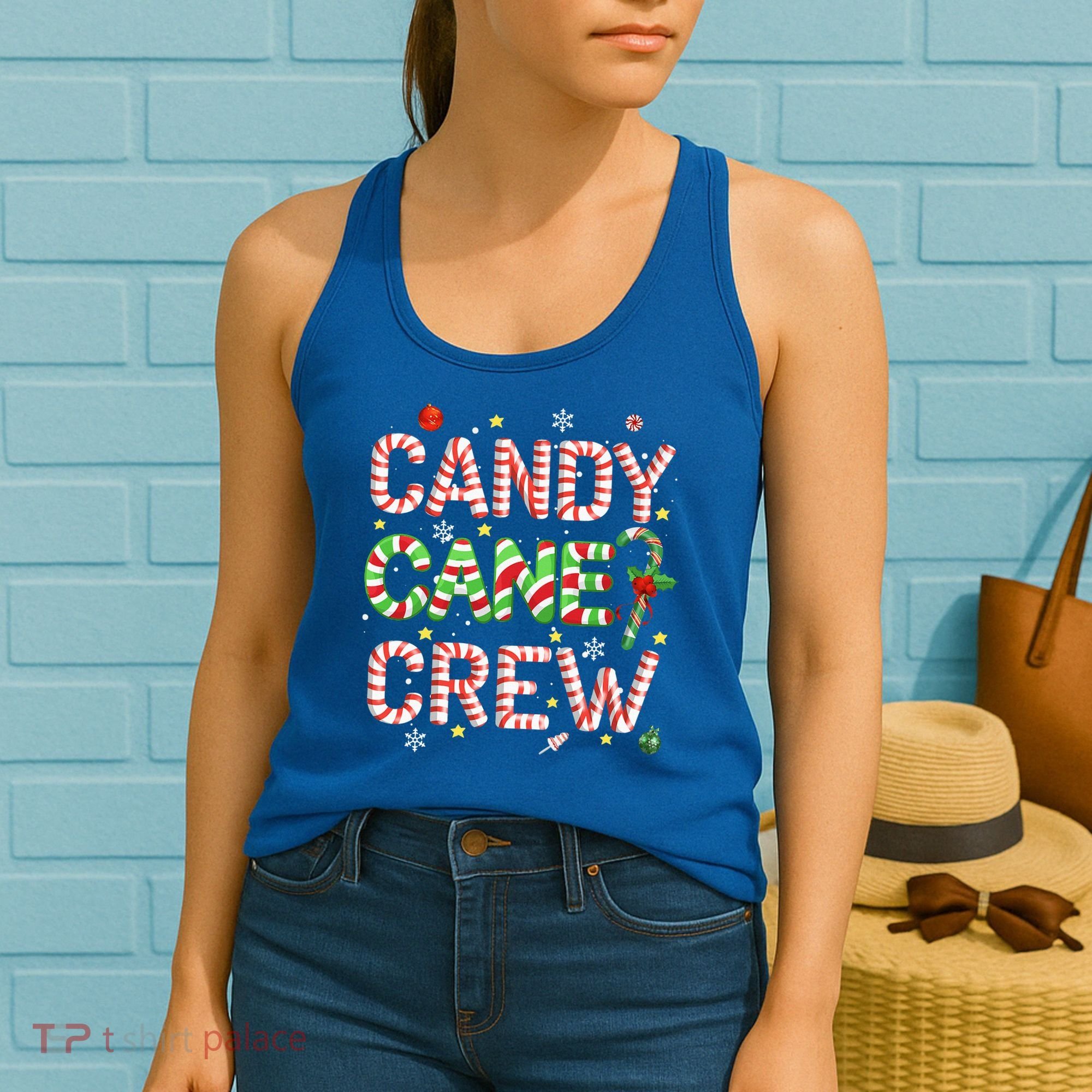 Candy Cane Crew Funny Christmas Candy Lover Xmas Pajamas  Women's Tank Top