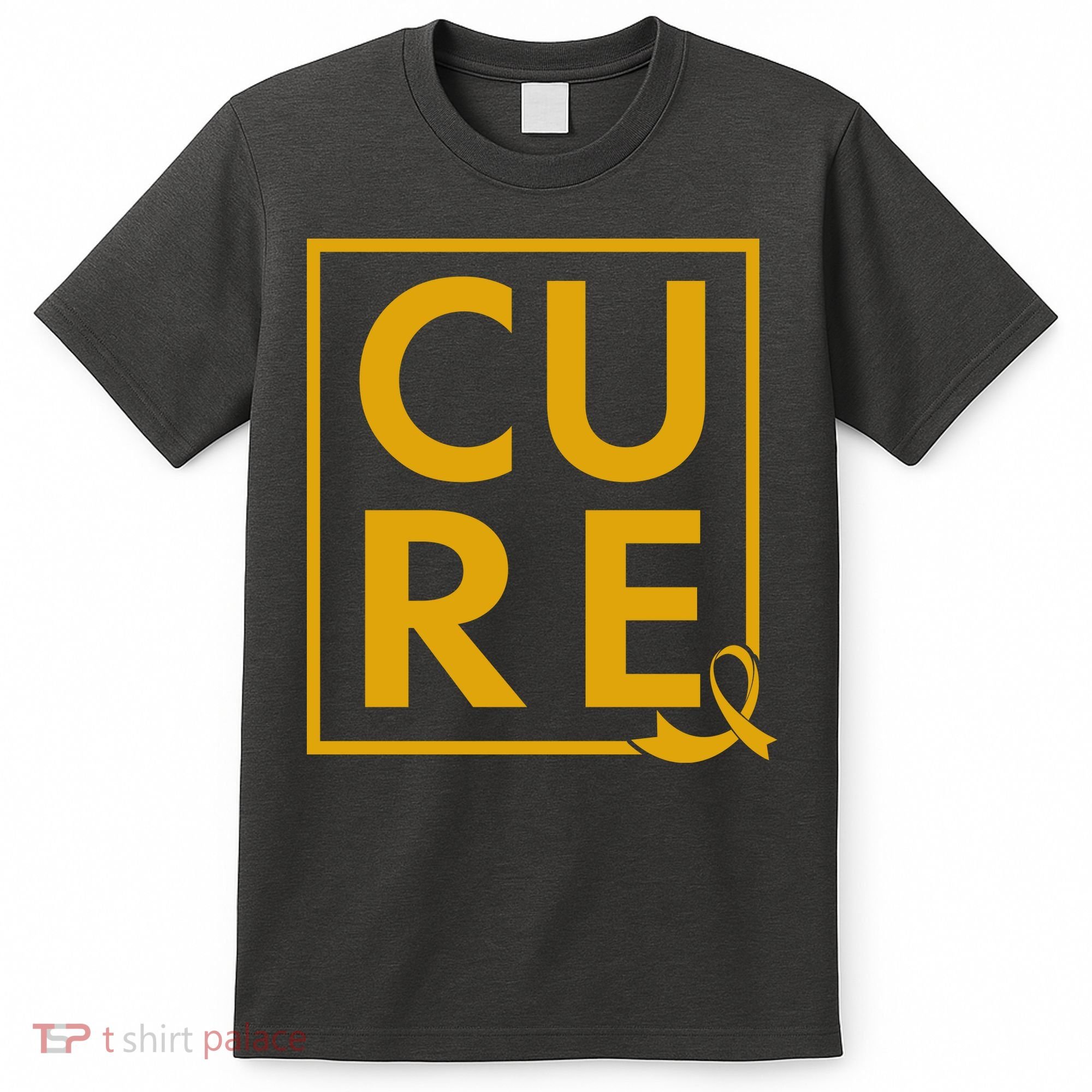 CURE Childhood Cancer Awareness Yellow Gold Ribbon T-Shirt
