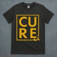 CURE Childhood Cancer Awareness Yellow Gold Ribbon T-Shirt thumb 4