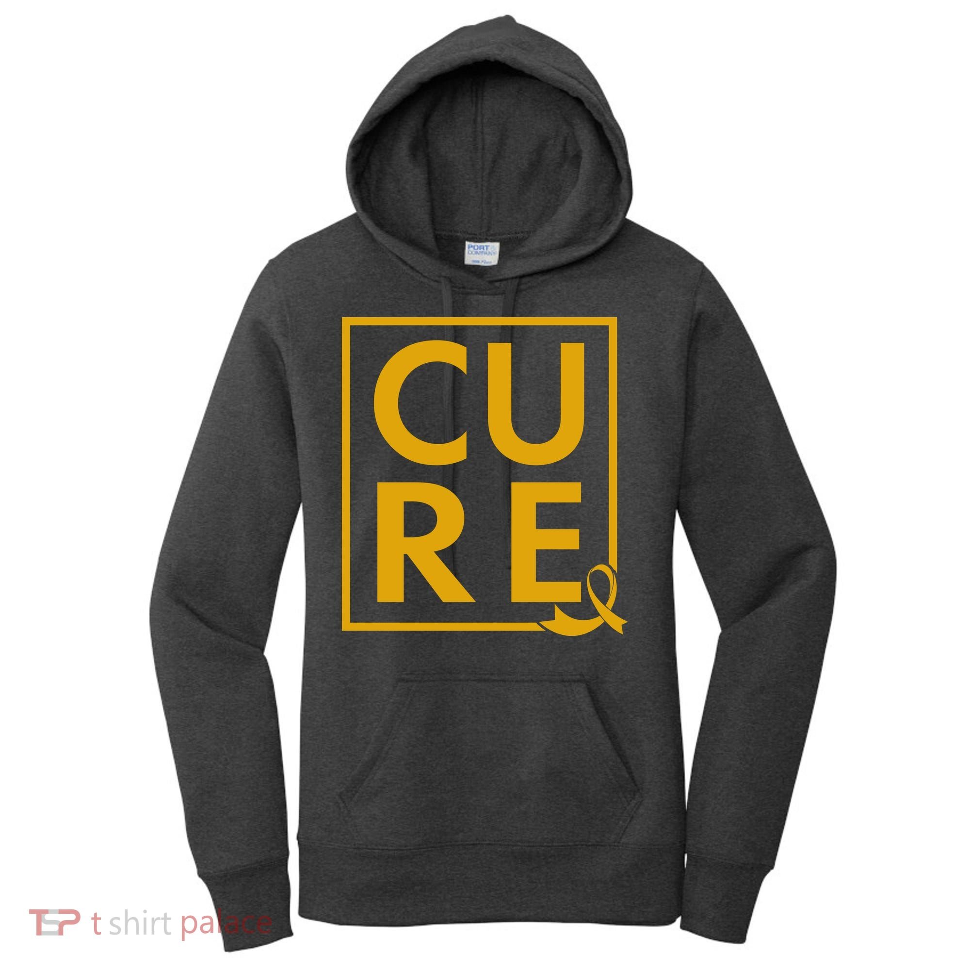 CURE Childhood Cancer Awareness Yellow Gold Ribbon Women's Hoodie