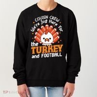 Cousin Crew Cute Turkey Football Feathers Happy Thanksgiving Gift Women's Sweatshirt thumb 0