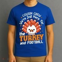 Cousin Crew Cute Turkey Football Feathers Happy Thanksgiving Gift T-Shirt thumb 3