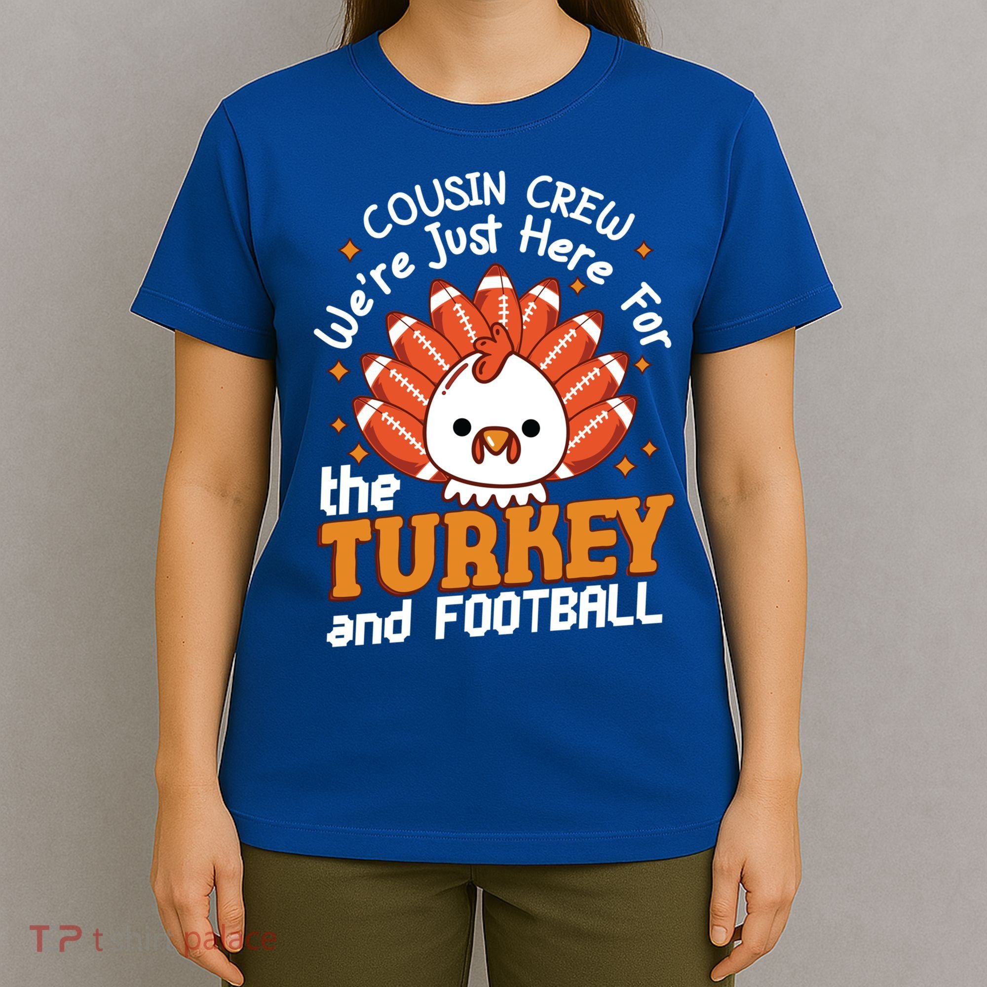 Cousin Crew Cute Turkey Football Feathers Happy Thanksgiving Gift T-Shirt