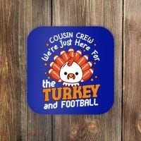 Cousin Crew Cute Turkey Football Feathers Happy Thanksgiving Gift Coaster thumb 0