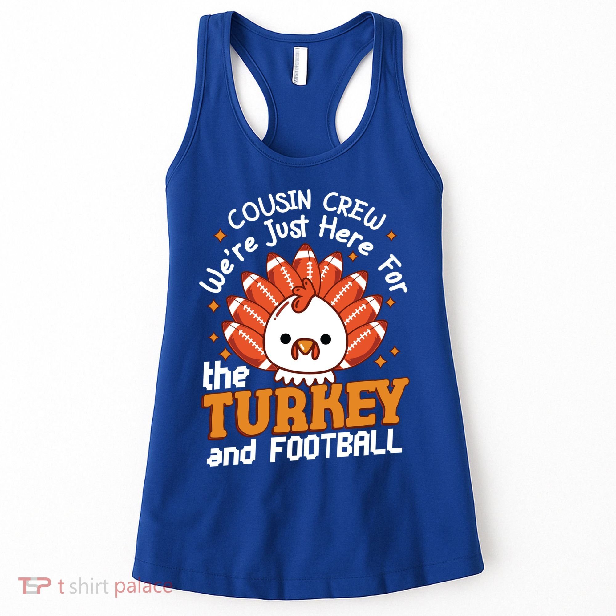 Cousin Crew Cute Turkey Football Feathers Happy Thanksgiving Gift Women's Tank Top