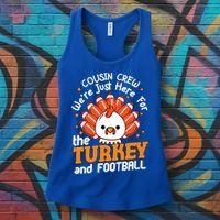 Cousin Crew Cute Turkey Football Feathers Happy Thanksgiving Gift Women's Tank Top thumb 3