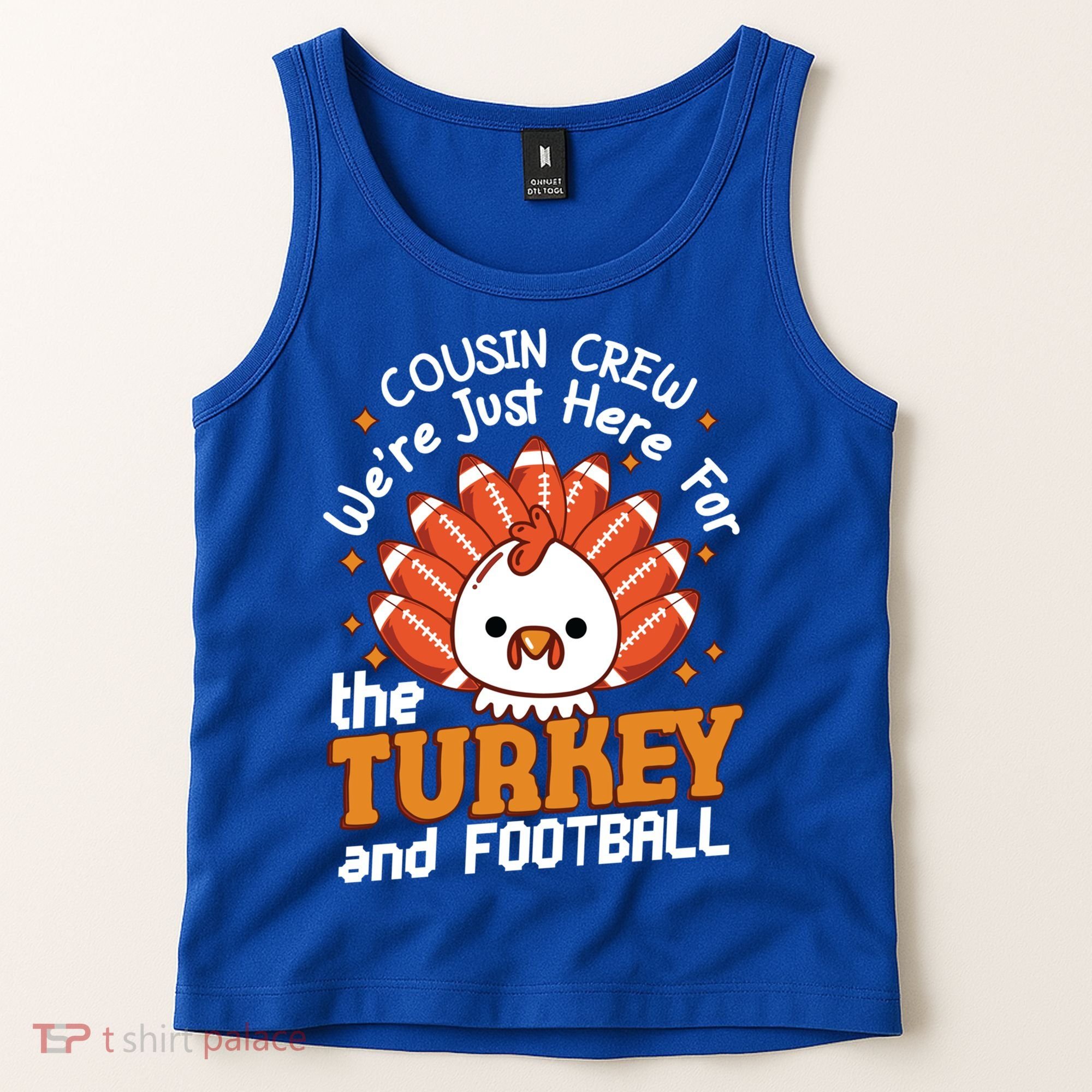 Cousin Crew Cute Turkey Football Feathers Happy Thanksgiving Gift Tank Top