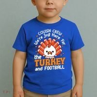 Cousin Crew Cute Turkey Football Feathers Happy Thanksgiving Gift Toddler T-Shirt thumb 2