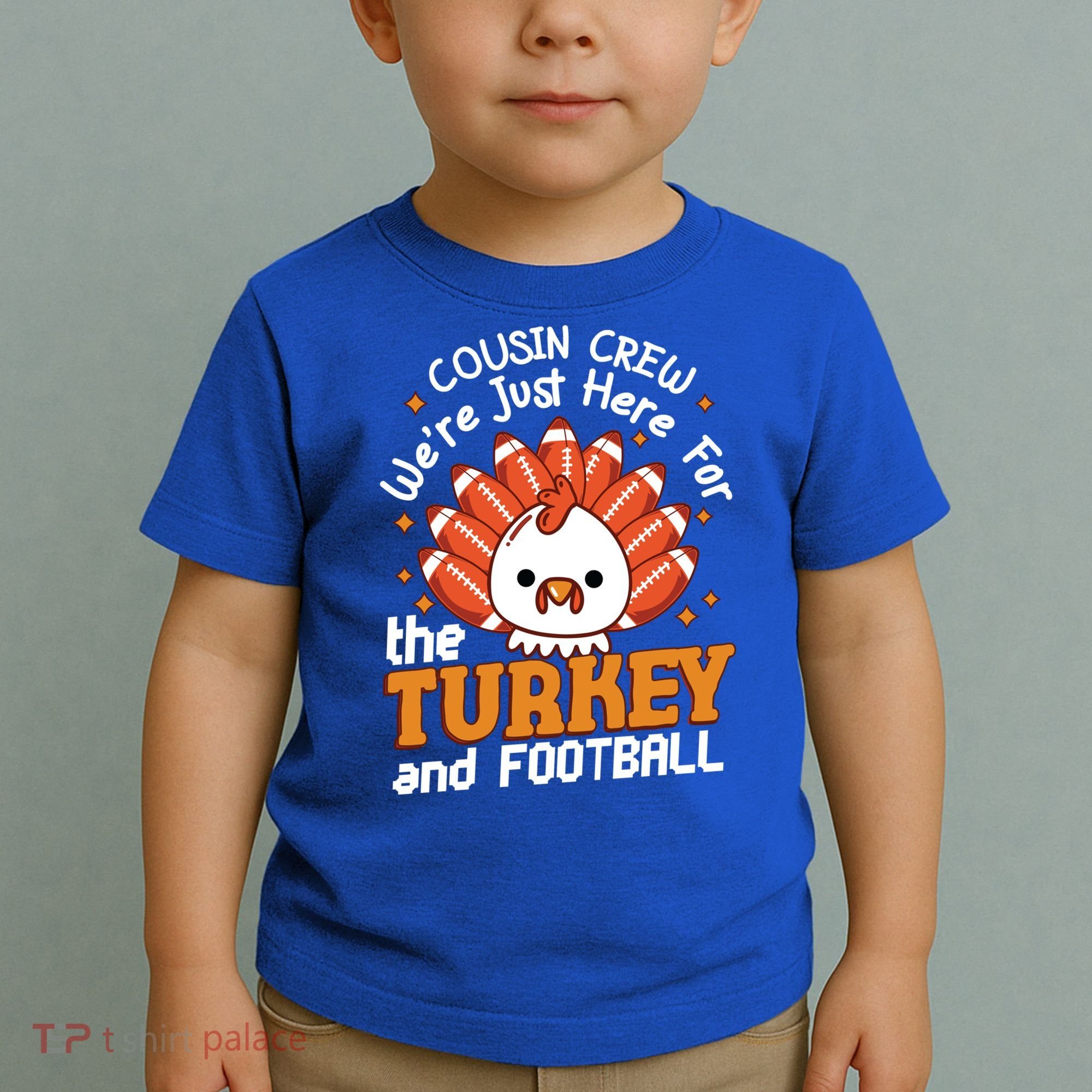 Cousin Crew Cute Turkey Football Feathers Happy Thanksgiving Gift Toddler T-Shirt
