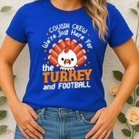 Cousin Crew Cute Turkey Football Feathers Happy Thanksgiving Gift Women's T-Shirt thumb 2