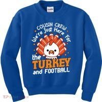 Cousin Crew Cute Turkey Football Feathers Happy Thanksgiving Gift Kids Sweatshirt thumb 0