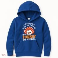 Cousin Crew Cute Turkey Football Feathers Happy Thanksgiving Gift Kids Hoodie thumb 0