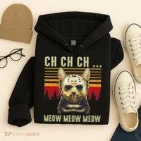 Ch Ch Ch Meow Meow Scary Friday Costume Halloween Cat Hoodie thumb 4