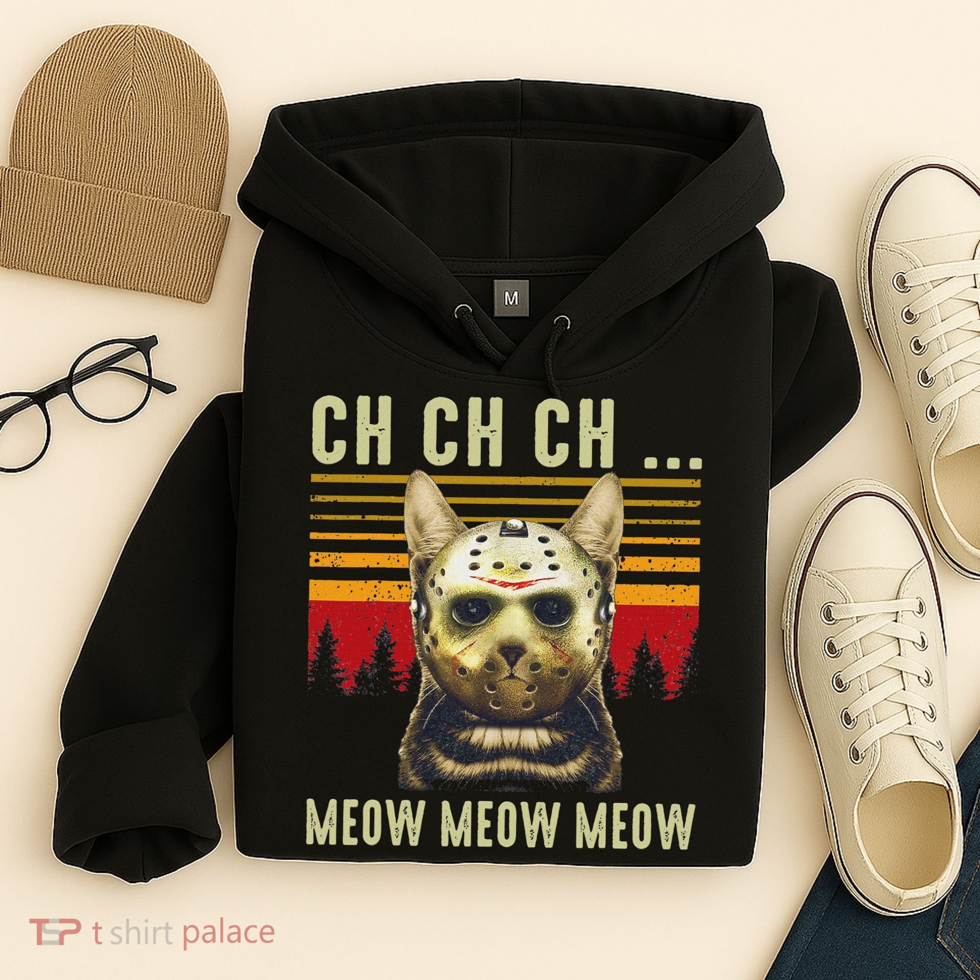 Ch Ch Ch Meow Meow Scary Friday Costume Halloween Cat Hoodie