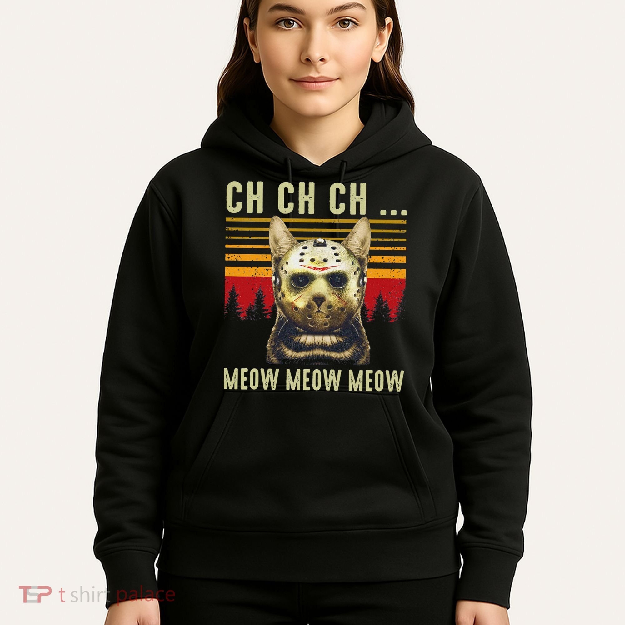 Ch Ch Ch Meow Meow Scary Friday Costume Halloween Cat Hoodie