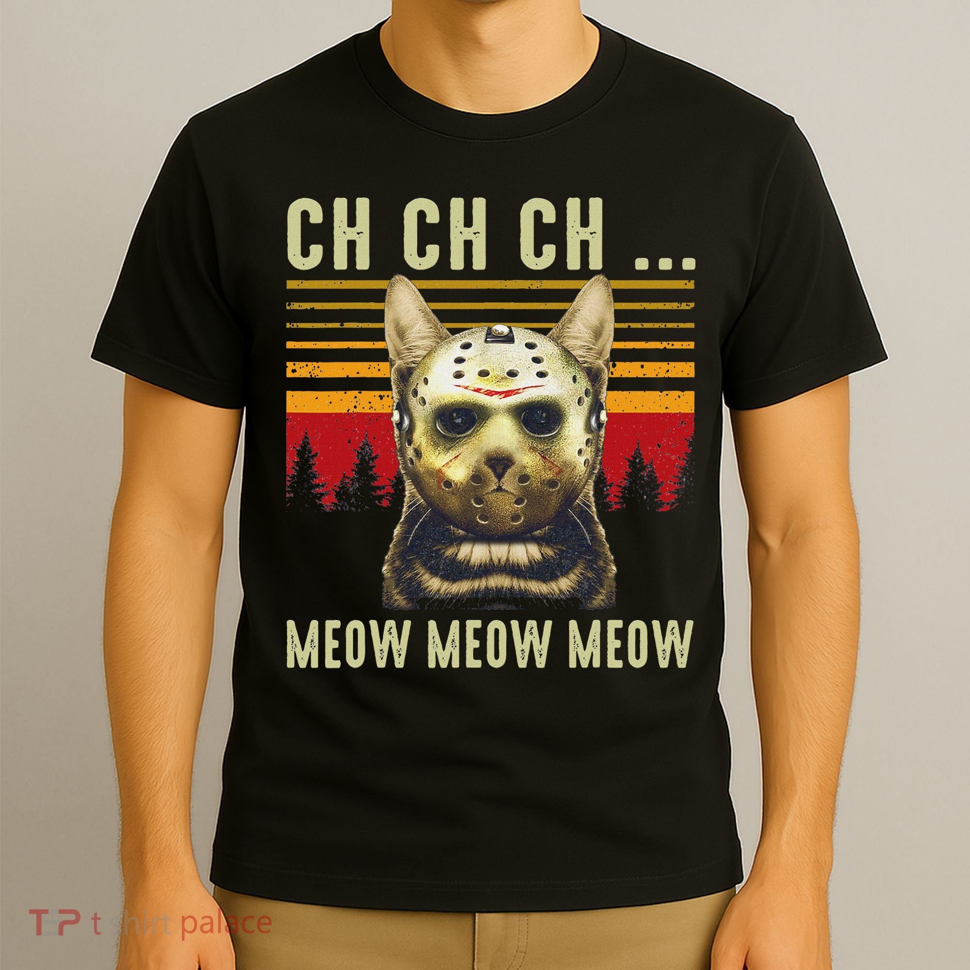 Ch Ch Ch Meow Meow Scary Friday Costume Halloween Cat T-Shirt