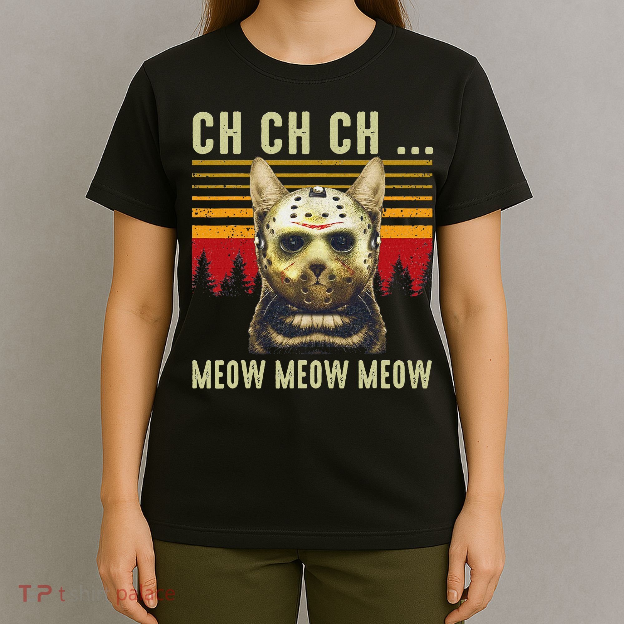 Ch Ch Ch Meow Meow Scary Friday Costume Halloween Cat T-Shirt