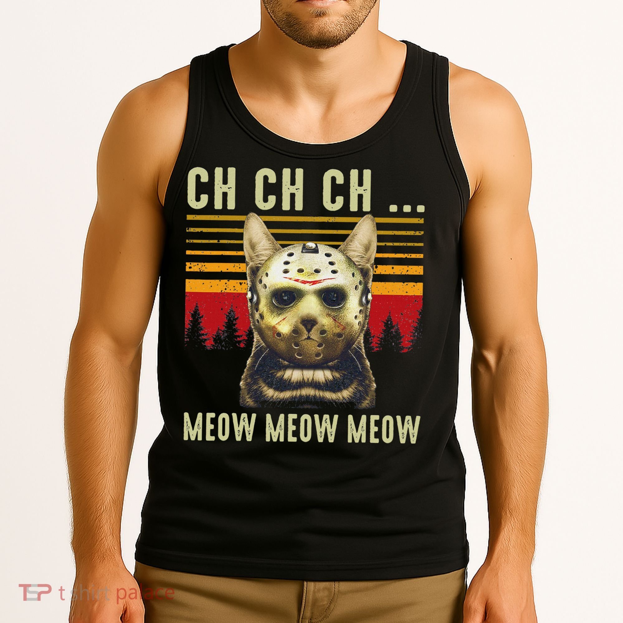 Ch Ch Ch Meow Meow Scary Friday Costume Halloween Cat Tank Top