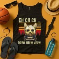 Ch Ch Ch Meow Meow Scary Friday Costume Halloween Cat Tank Top thumb 4