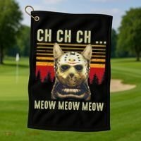 Ch Ch Ch Meow Meow Scary Friday Costume Halloween Cat Golf Towel thumb 1