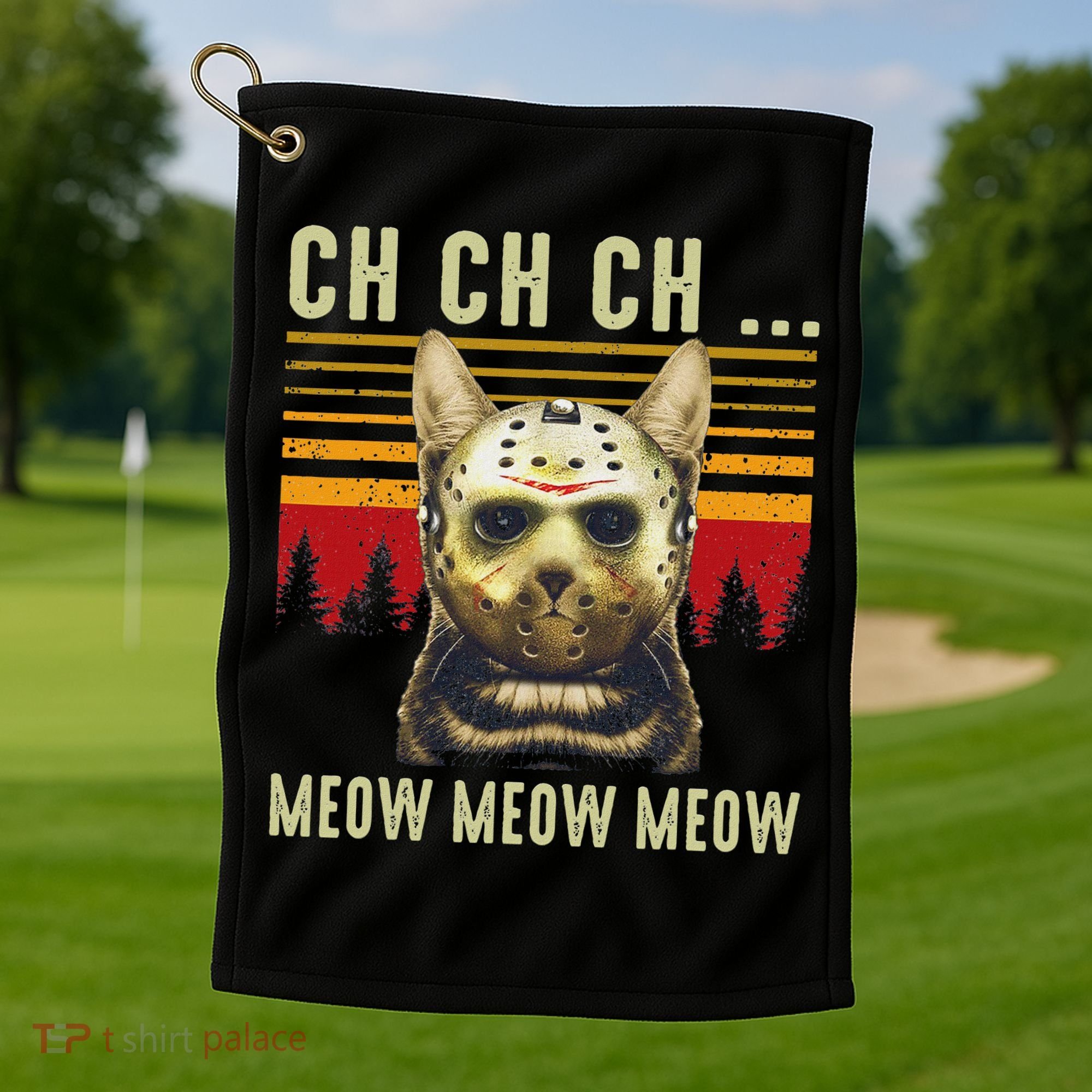 Ch Ch Ch Meow Meow Scary Friday Costume Halloween Cat Golf Towel