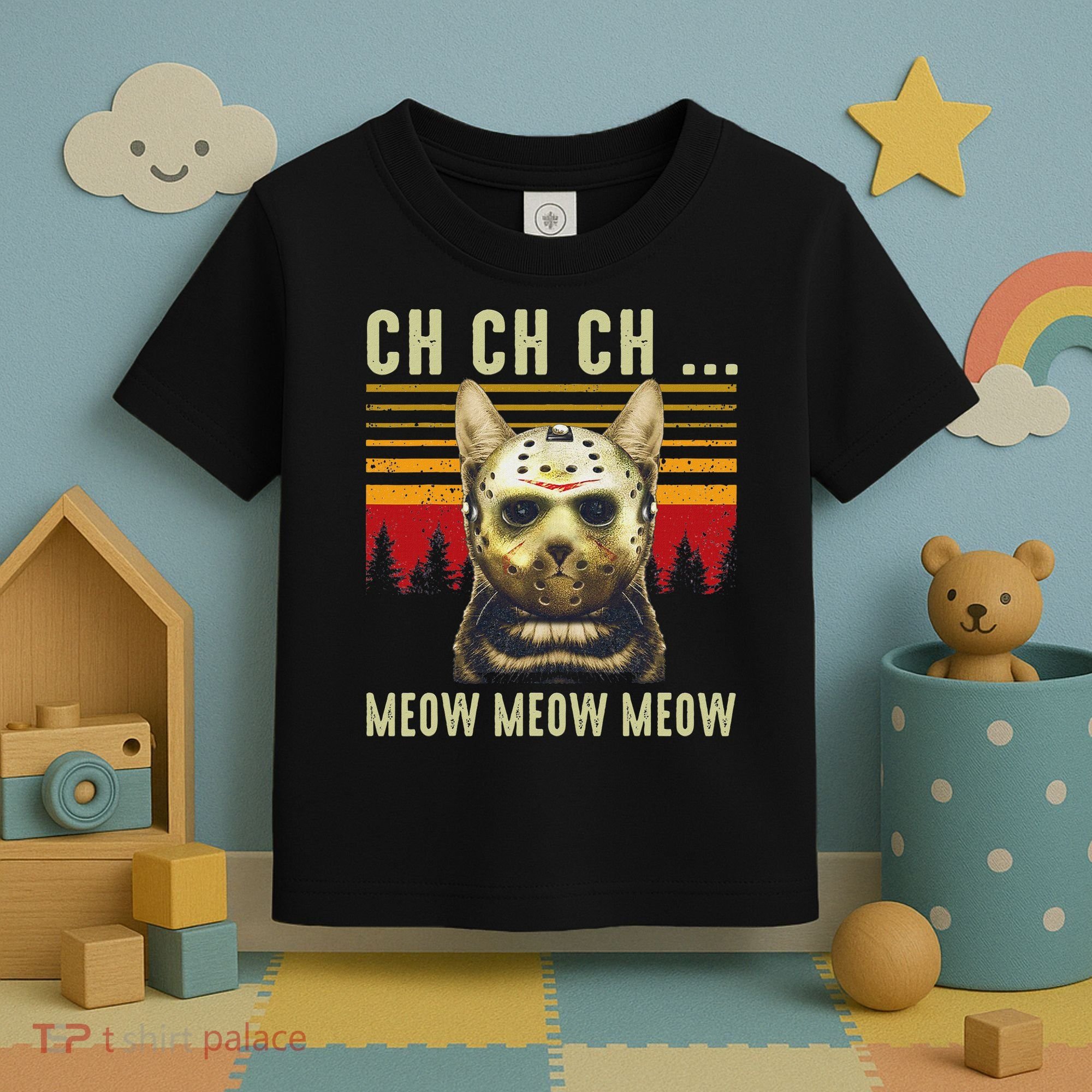 Ch Ch Ch Meow Meow Scary Friday Costume Halloween Cat Toddler T-Shirt