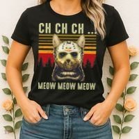 Ch Ch Ch Meow Meow Scary Friday Costume Halloween Cat Women's T-Shirt thumb 2