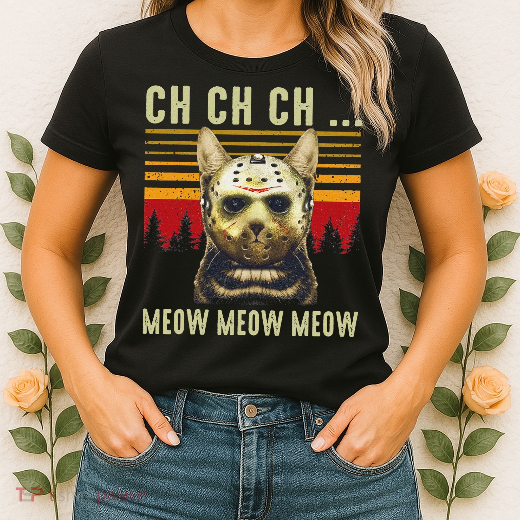 Ch Ch Ch Meow Meow Scary Friday Costume Halloween Cat Women's T-Shirt
