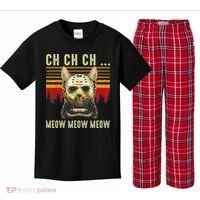 Ch Ch Ch Meow Meow Scary Friday Costume Halloween Cat Kids Plaid Pajama Set thumb 0
