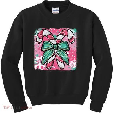 Colorful Christmas Candy Cane Festive Kids Sweatshirt