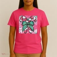Colorful Christmas Candy Cane Festive T-Shirt thumb 4