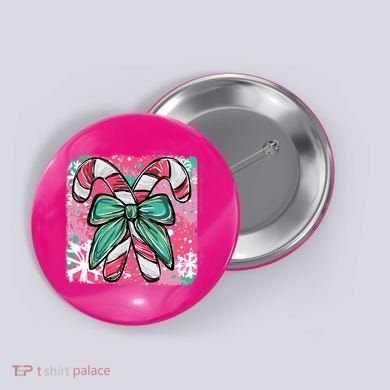 Colorful Christmas Candy Cane Festive Button