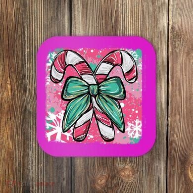 Colorful Christmas Candy Cane Festive Coaster