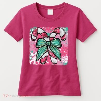 Colorful Christmas Candy Cane Festive Women's T-Shirt