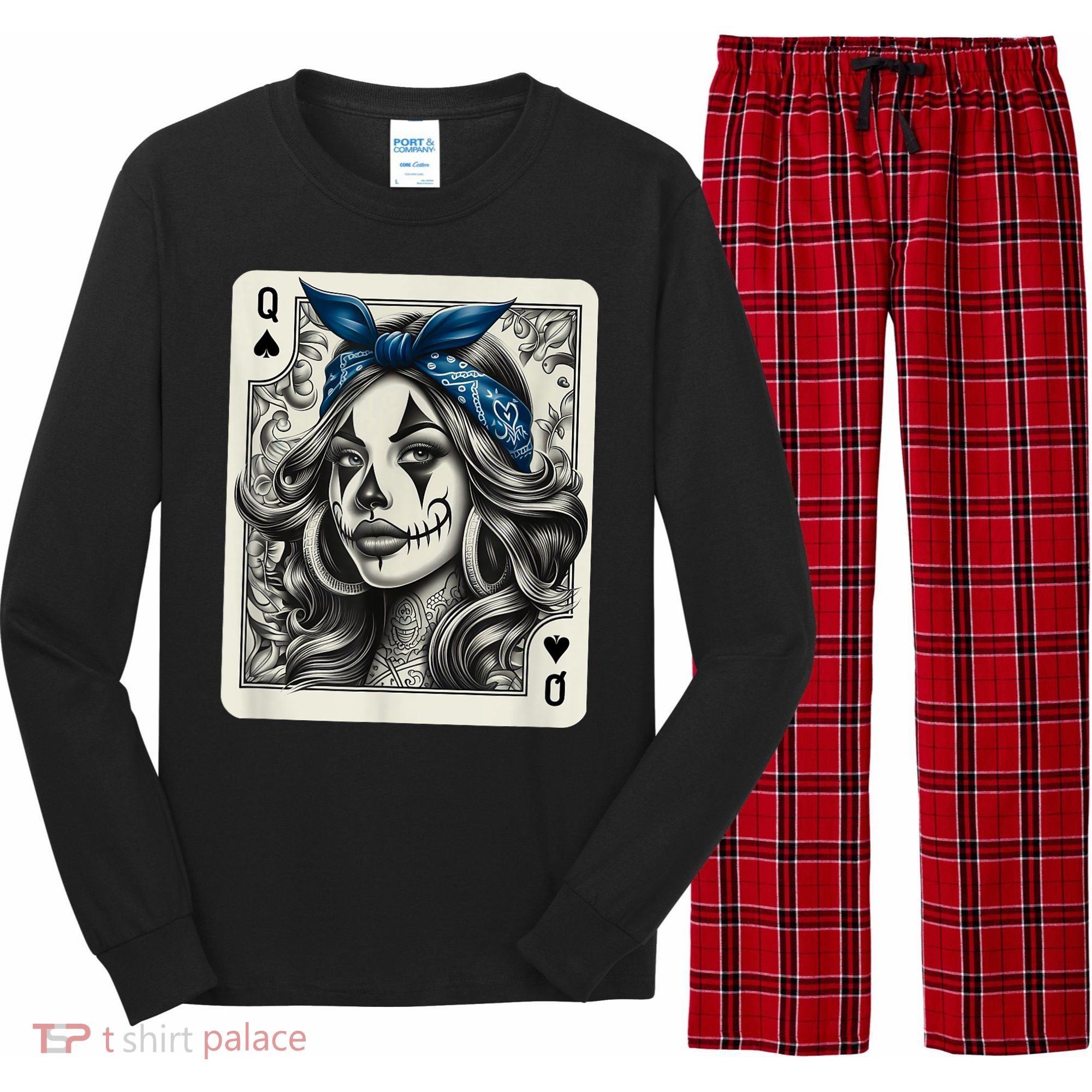 Chicana Chicano Camisa Cute Chicano Tattoo Art Clown Long Sleeve Pajama Set