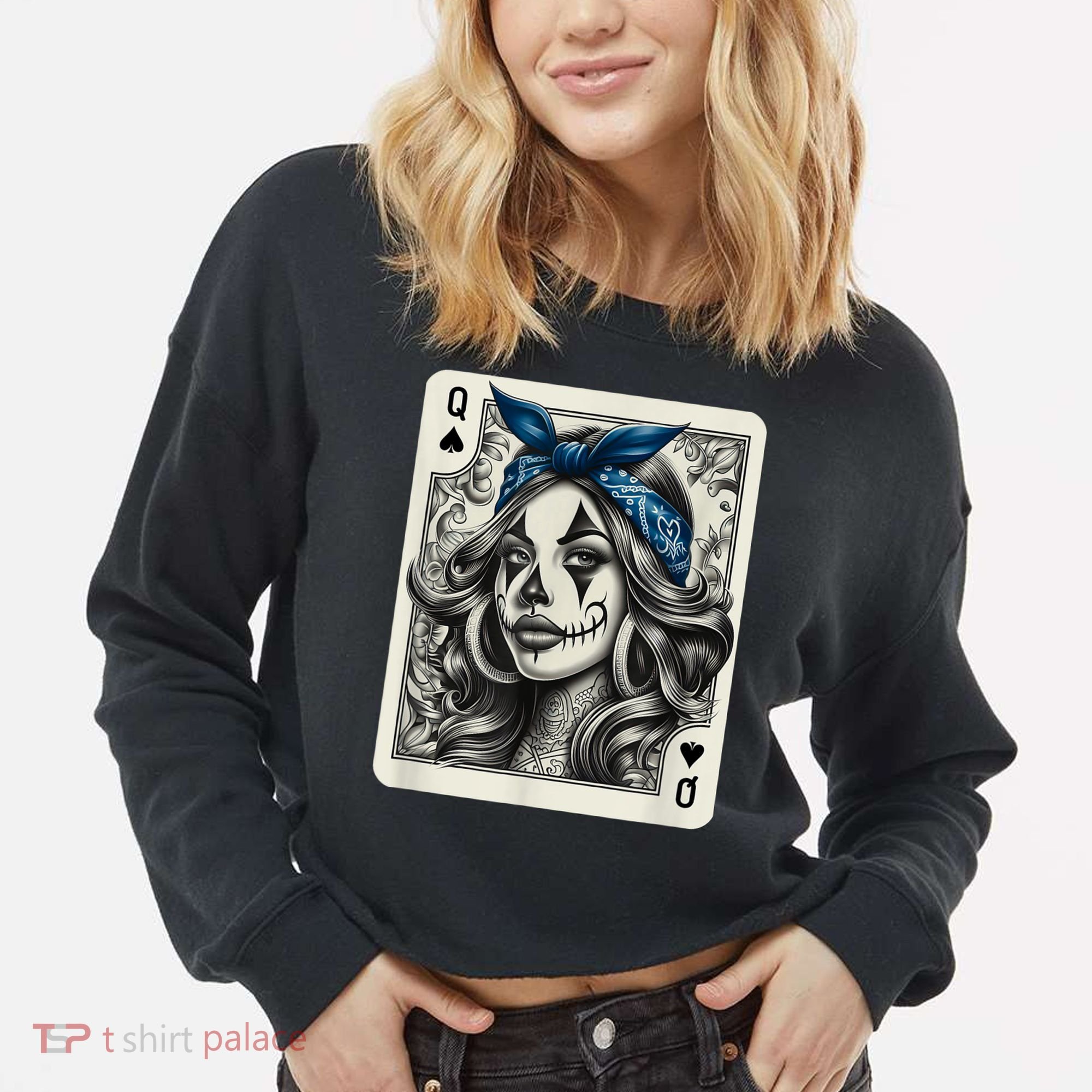 Chicana Chicano Camisa Cute Chicano Tattoo Art Clown Cropped Pullover Crew