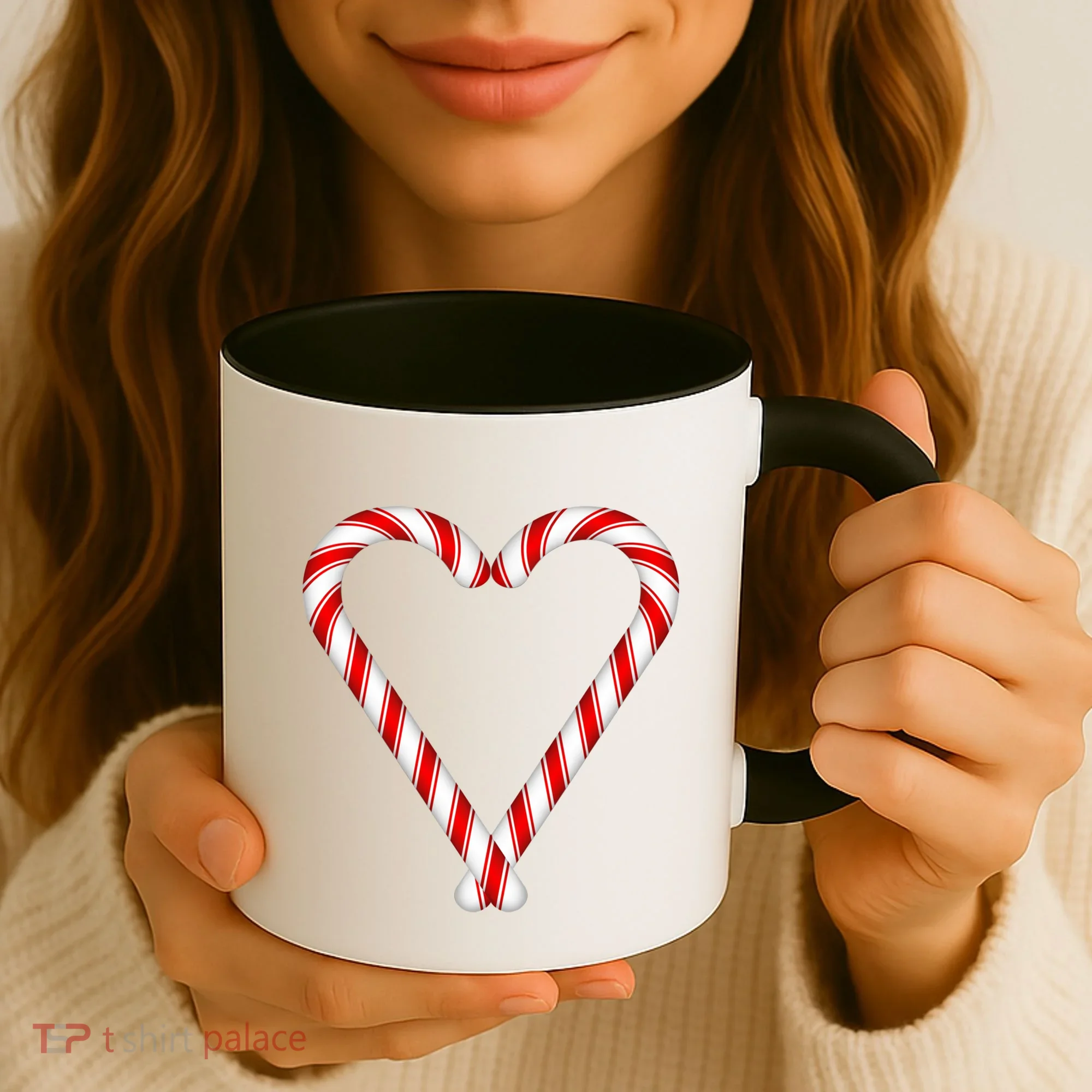 Christmas Candy Cane Heart Mom Dad Gift Coffee Mug