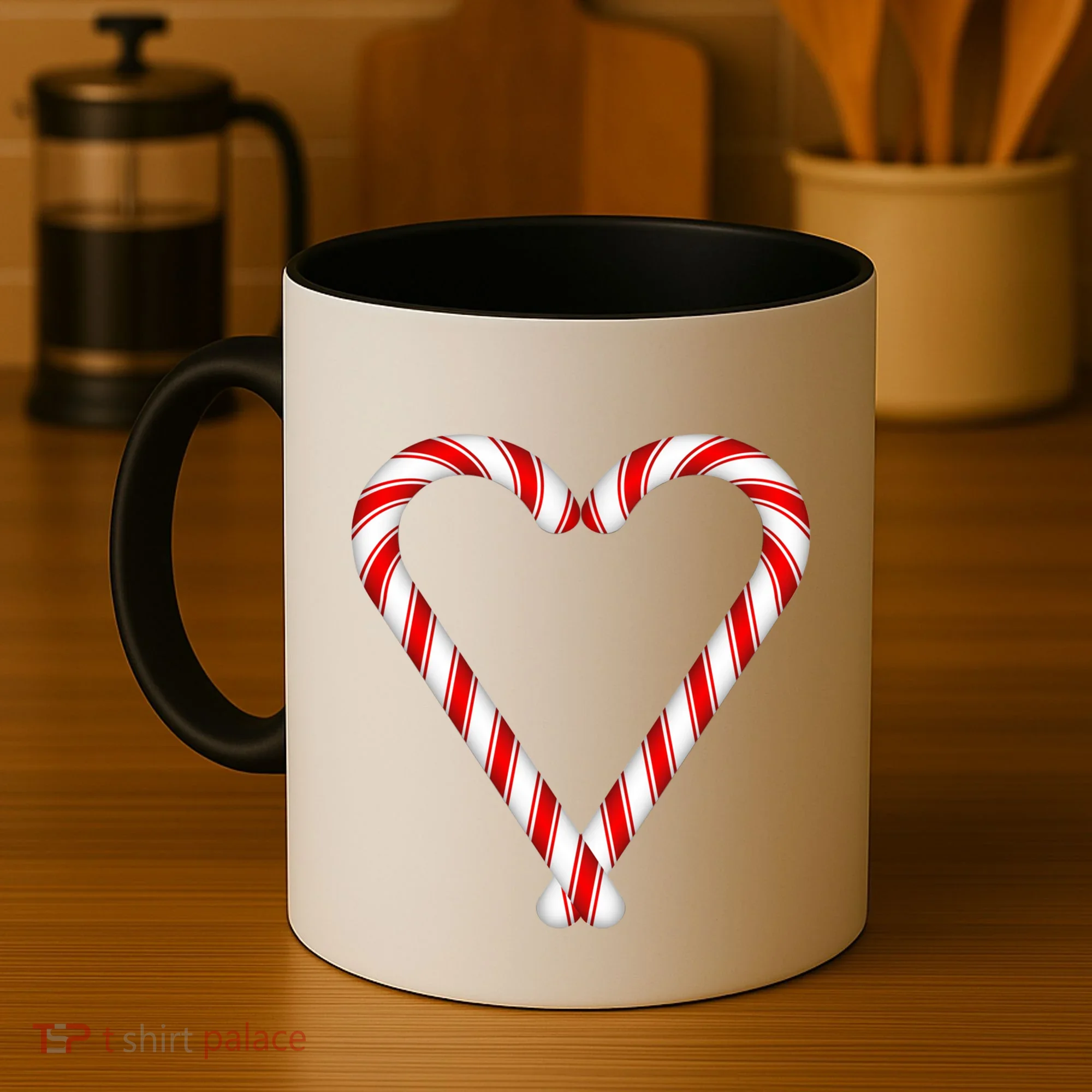 Christmas Candy Cane Heart Mom Dad Gift Coffee Mug