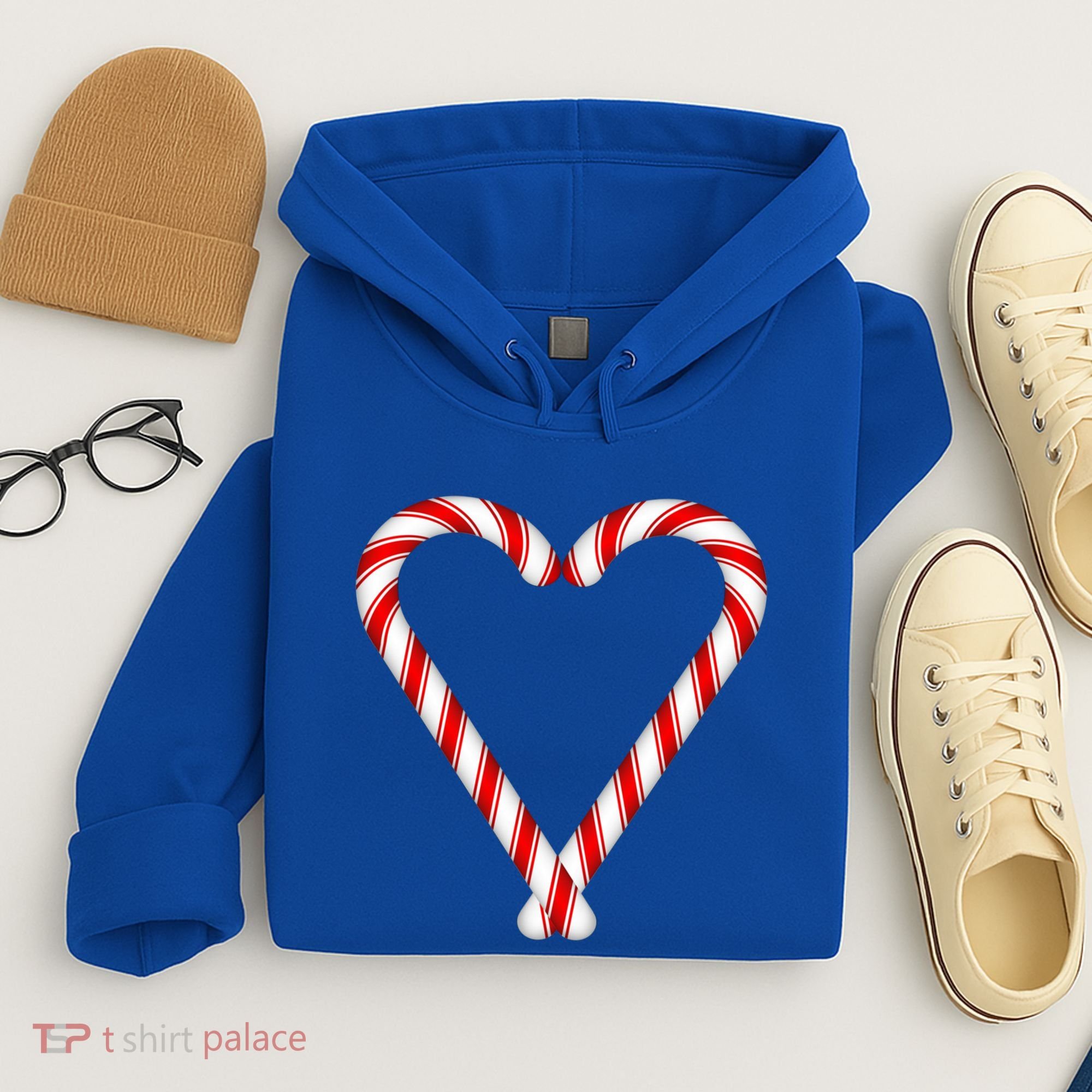 Christmas Candy Cane Heart Mom Dad Gift Hoodie
