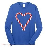 Christmas Candy Cane Heart Mom Dad Gift Long Sleeve Shirt thumb 0