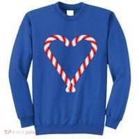 Christmas Candy Cane Heart Mom Dad Gift Sweatshirt thumb 0