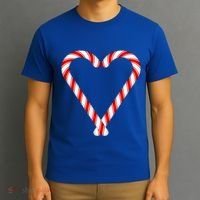 Christmas Candy Cane Heart Mom Dad Gift T-Shirt thumb 3